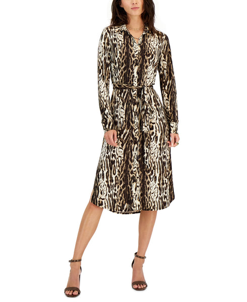 INC International Concepts Womens Leopard Print Shirtdress